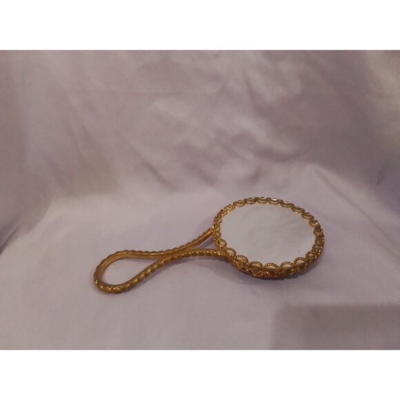 Vintage Limoges Victorian Handheld Mirror with Ornate Gold Tone Detailing - Picture 3 of 3